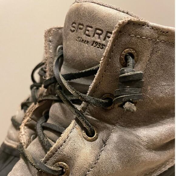 Saltwater Sperry Core Leather Womens Boots | Gray 6.5 Leather Rain Shoe STS81732 - Picture 7 of 9